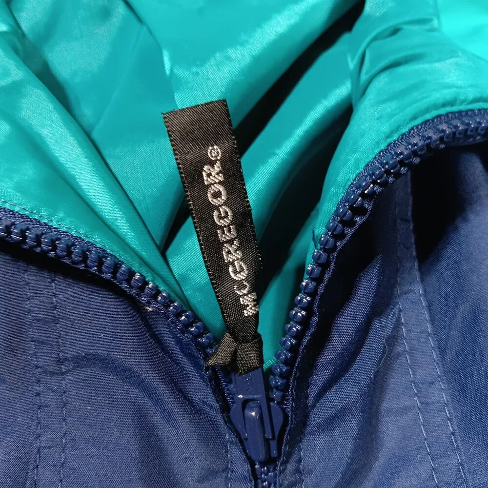 McGregor Jacket Mens Large Blue Anti Breeze Windbreaker Vintage 90s Hooded